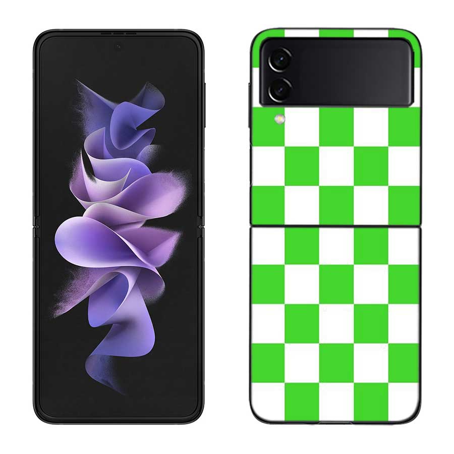 Retro Classic Chess Board Grid Phone Case For Samsung Z Flip 7 6 5G Galaxy Z Flip 5 4 3 Black Hard Cell Cover Luxury PC Shell C