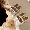 Literary Style Mary Jane Women's Baotou Spring and Summer Outer Wear 2025 New Pearl Belt Bow Buckle Flat Women's Shoes