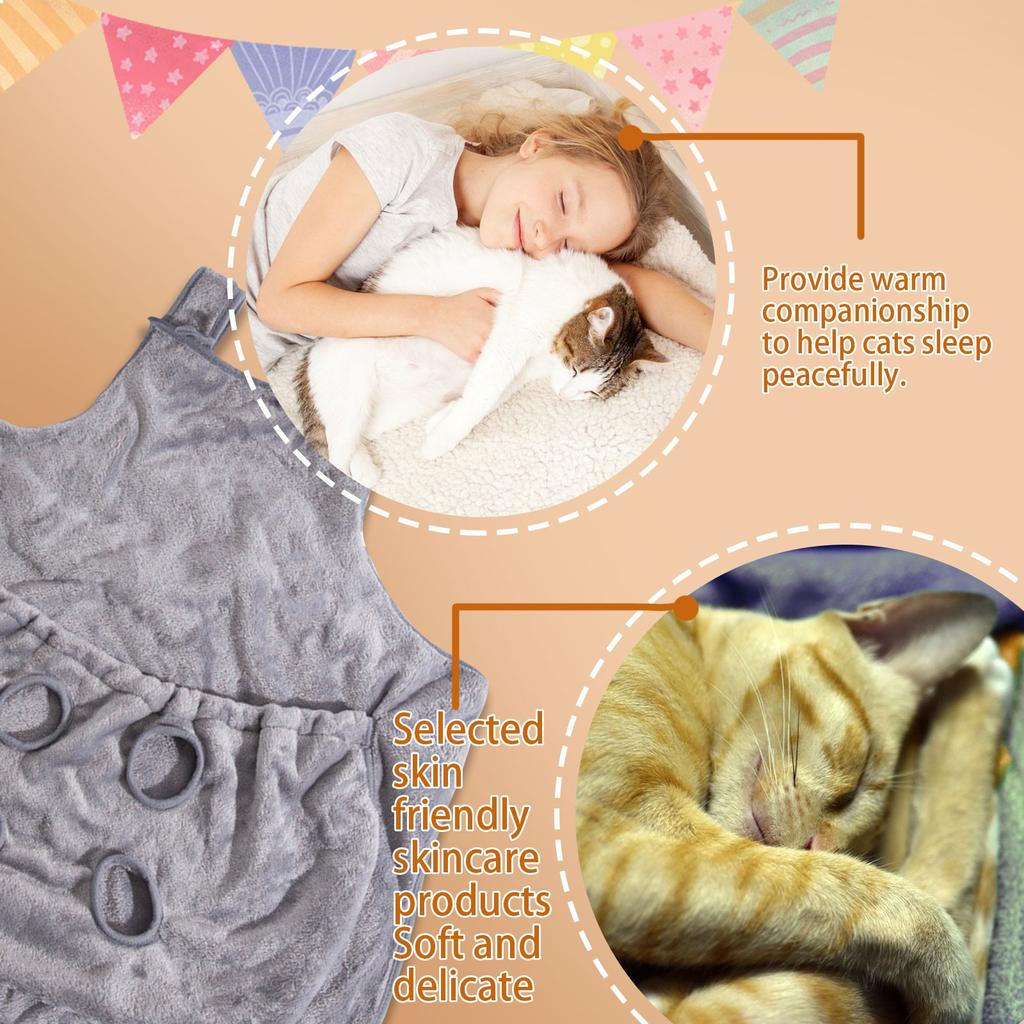 Ремешок для фартука для кошек, спальный мешок для домашних животных, регулируемый нагрудник, большой карман, фартук, удобная текстура, усиливающая привязанность (1 шт)