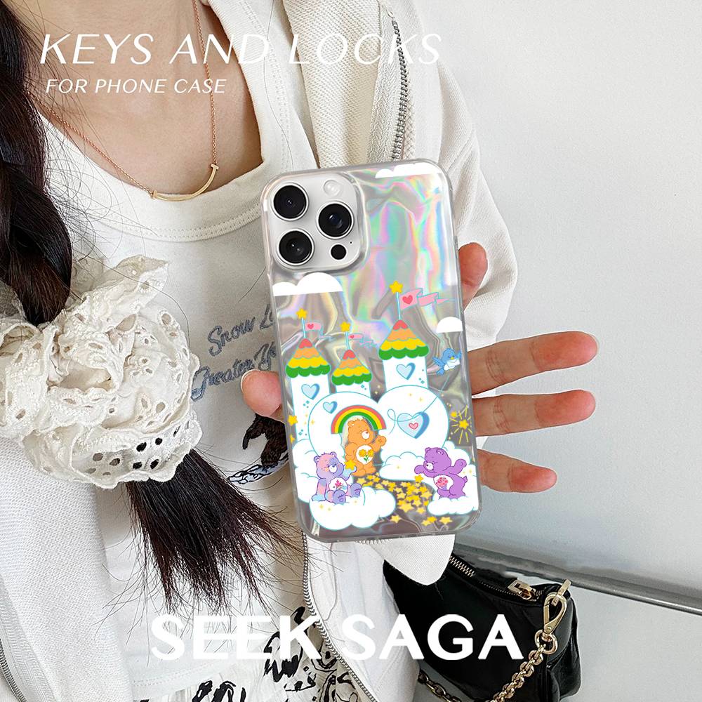 Cartoon Care Bears Phone Case For IPhone 16 15 14 13 12 11 Pro Max Mini X Xs XR Transparent Case