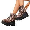 Обувь для женщин 2024 года, женские ботинки большого размера, ботильоны, современные ботинки на платформе, женские, с леопардовым принтом, с боковой молнией спереди, со шнуровкой, на танкетке, женские