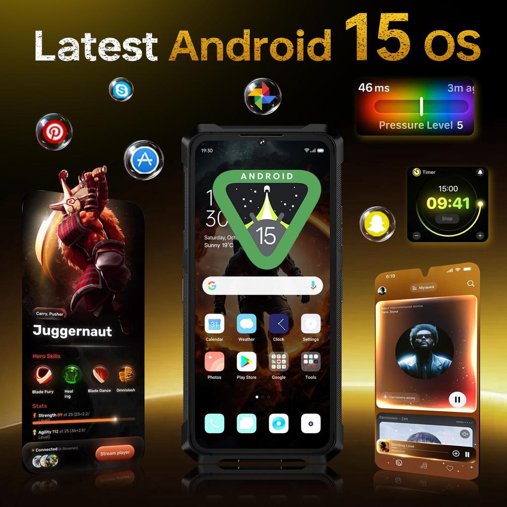 CUBOT Kingkong ES 3 Android 15-10200mAh/33W Battery, 16GB+256GB/TF 1TB, 6.74''Display, 48MP+16MP Camera, 4G Dual SIM/Face ID/IP68/IP69K/NFC/GPS