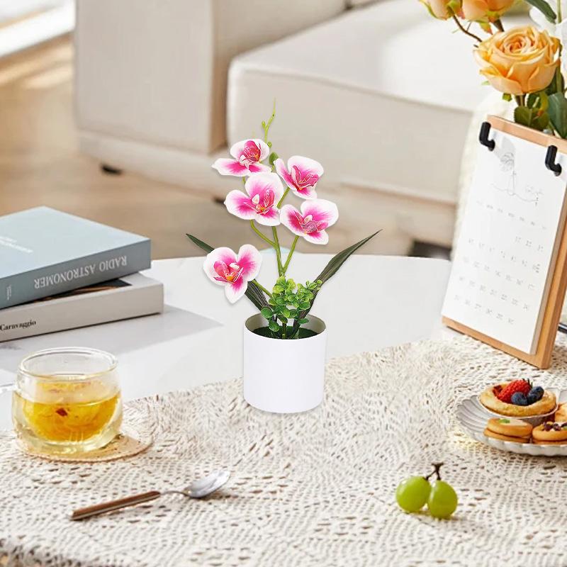 Пластиковый Бонсай Настольное Украшение Белый Цветочный Горшок Многоцветный Искусственный Цветок Невыцветающий Цветок Орхидеи-Бабочки Искусственный Цветок Бабочки