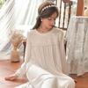Court-style Princess Sleepwear for Women, Winter and Autumn, French Sweet and Cute Lace with Flowers and Frills, Loose Nightwear