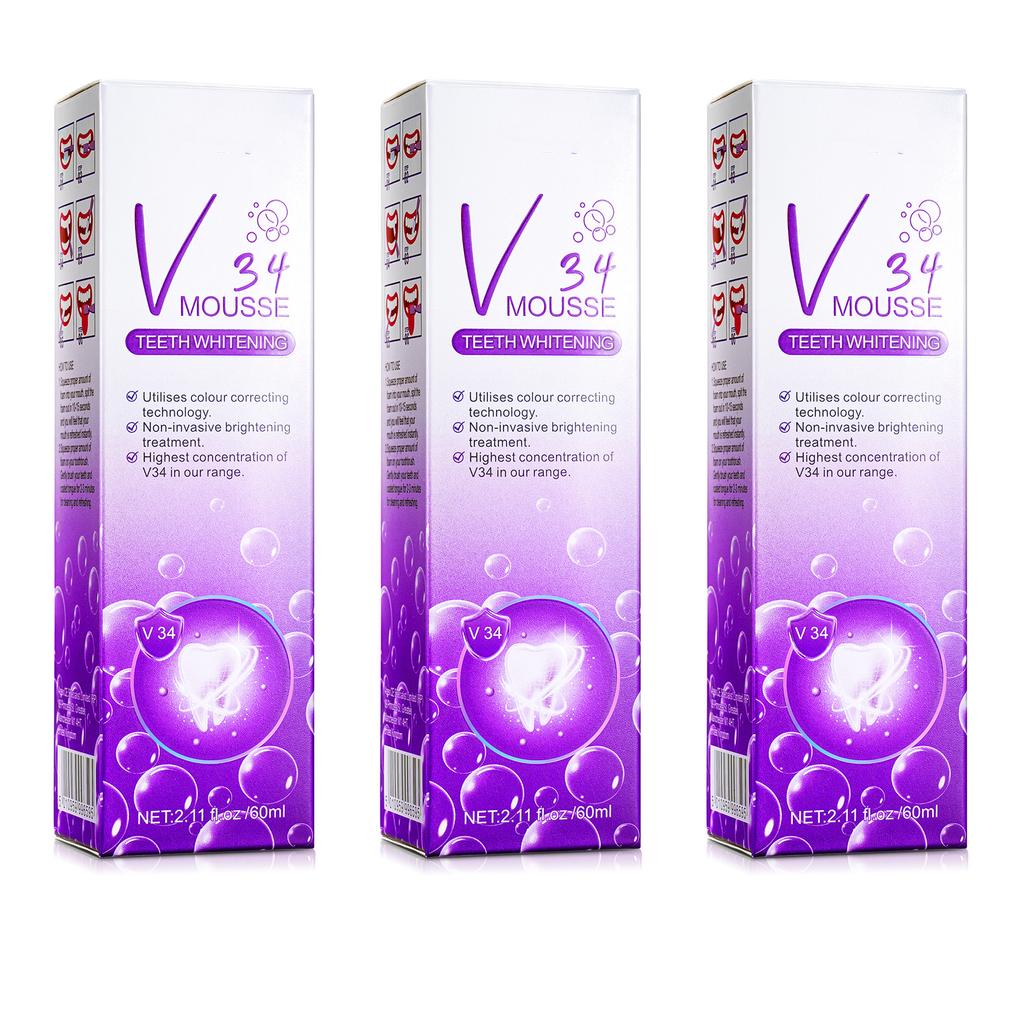 V34 Purple Tooth Cleansing Mousse Repair Whitening and Anti Sensitivity Toothpaste Improves Enamel Sensitivity, Removing Stains, and Gentle Freshness