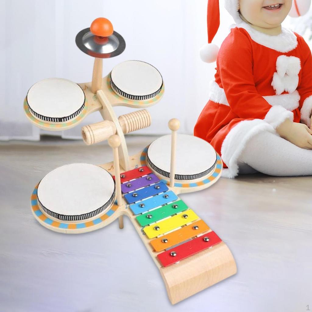 Kids Drum Set Xylophone Kit Motor Skill Hand Eye Coordination Children Gifts Kindergarten