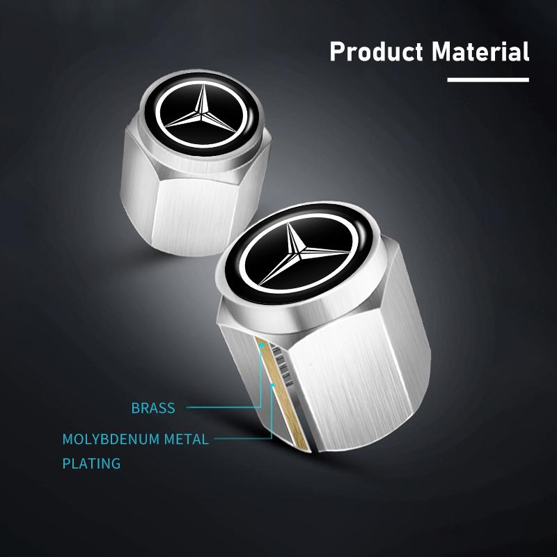 AABIA1 4PCS Car Tire Valve Cover Wheel Protection Dust Caps Auto Accessories For Benz Exclusive AMG W124 W203 W204 SPRINTER V CLASS