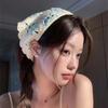 Flower Triangular HairScarf Knitted Small Square Scarf Ins Women's Headscarf  for Autumn