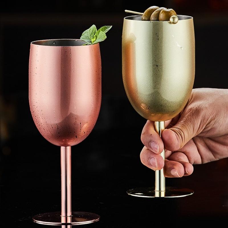 Stainless Steel Red Wine Glass, Single Layer Goblet, Large Capacity, Drum Shaped, Drop-resistant Wine Glass, 250ml, Agave Cup