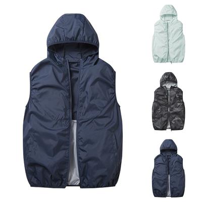 Женская летняя куртка с вентилятором (Без вентилятора)  Рабочая одежда без рукавов с капюшоном на молнии, защищающая от теплового удара, однотонная