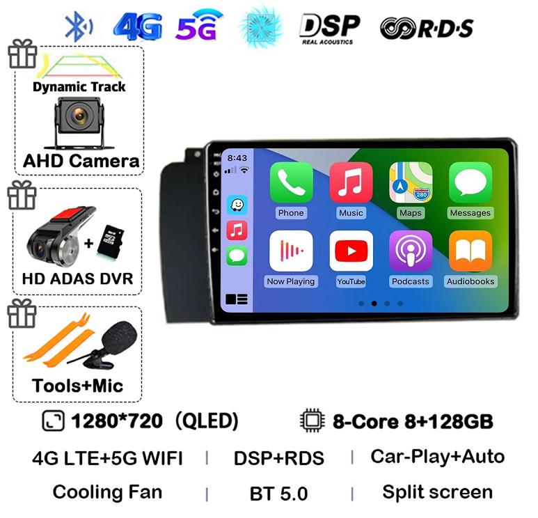 Android 14 Carplay Автомагнитола для Volvo XC70 V70 S60 2004-2009 GPS Мультимедиа Видео Плеер Навигация Стерео WIFI+4G Аудио