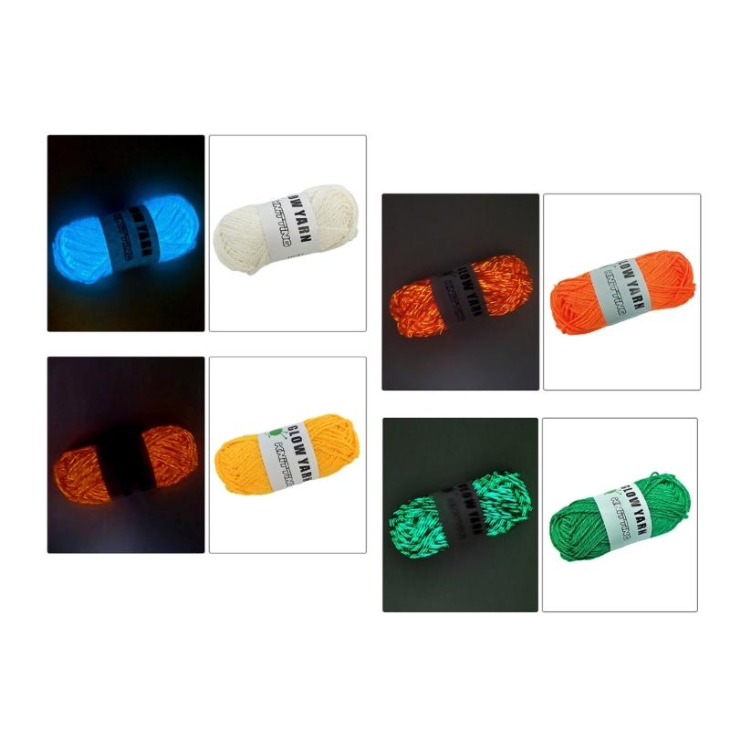 2 рулона пряжи Glow in The Dark полиэстеровая пряжа 55 ярдов в рулоне пряжа для вязания крючком X3UC