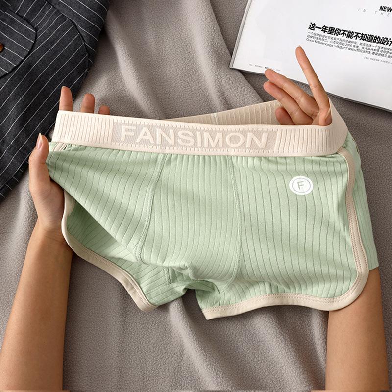 New Boxer Men Underwear Striped Pure Cotton Breathable Boxershort Mens Boxers Men's Mid-waist Four Corner Pants Size M-3XL
