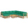 VidaXL Garden Lounge Set 9 Pcs with Green Bamboo Cushions 3155164