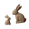 2 Pieces Easter Bunny Statues Wood Ornament Artwork Gift Collection Decoration Animal Figurine for