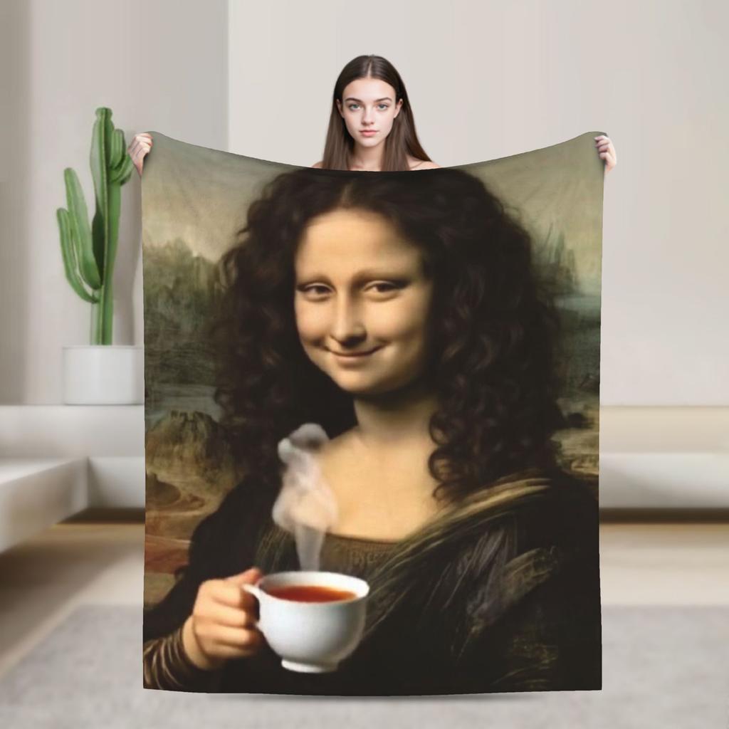 Funny Toilet Paper Mona Lisa Blankets Spring Warm Cozy Bedding Throws For Adults Living Room Flannel Bedspread Bed Cover