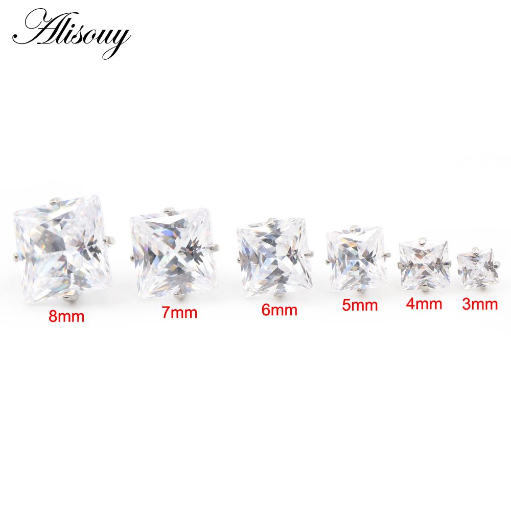 Alisouy 1PC G23 Titanium Externally Thread Square Zircon Lip Labret Rings Ear Stud Earrings Piercing DIY Body Jewelry Accessory