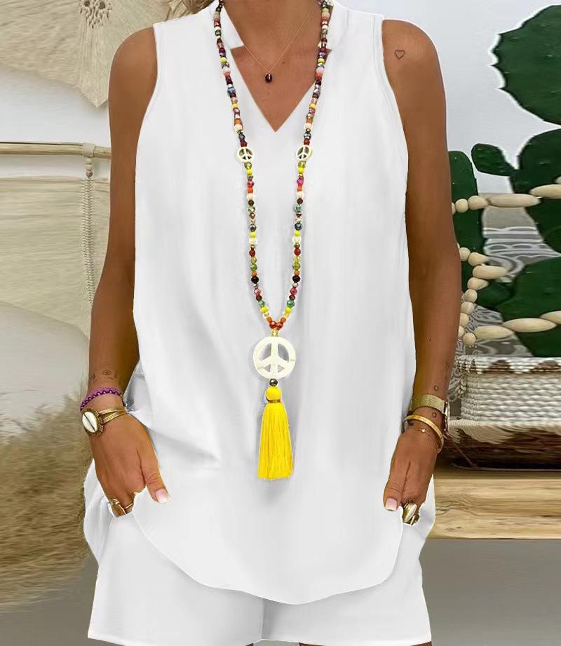 Женский повседневный комплект без рукавов со стойкой