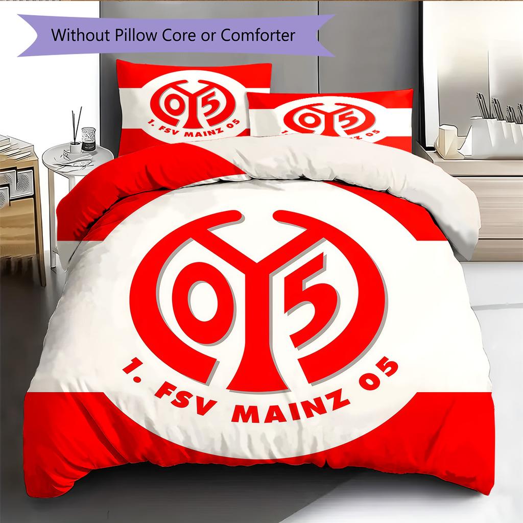 FSV Mainz 05 Pattern Bedding Quilt Set Home Decoration Gift (1 * duvet cover + 2 * pillowcase without core)