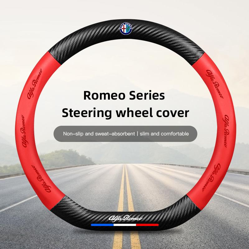 Alfa Romeo Car Steering Wheel Cover Car Interior Accessories For 156 159 147 4C 8C 166 Giulia Giulietta Mito Stelvio Spider GTxya563