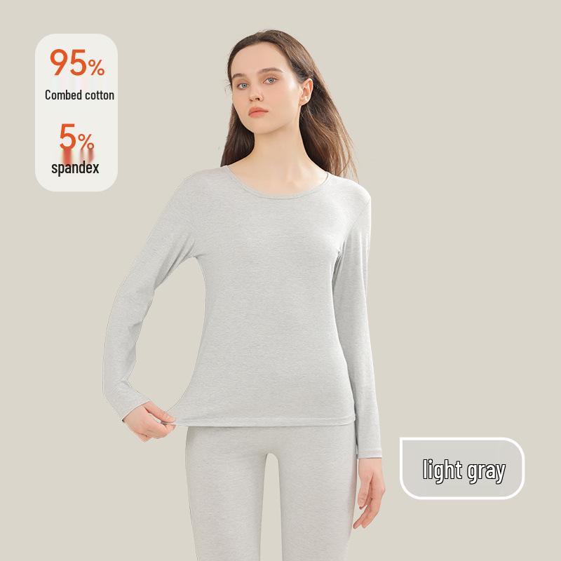 10A Антибактериальный женский приталенный комплект из чистого хлопка для осени - Базовый слой, Большой размер