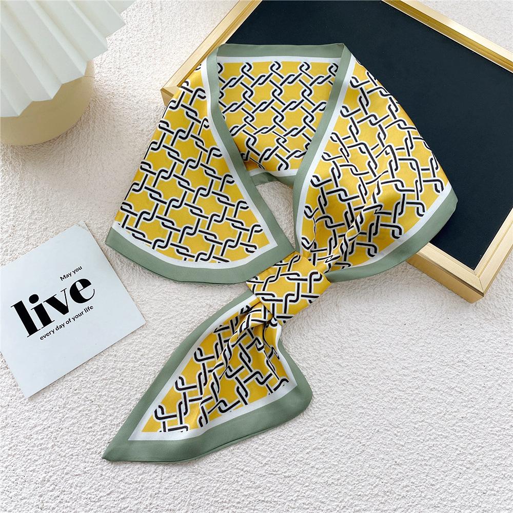 New Style Cross Shaped Small Scarf For Women In Spring Autumn Summer Fashionable Temperament Tied Bag Headband Decorative Scarf