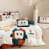 Зимний Мультяшный Милый Стиль Двусторонний Пододеяльник Утолщенный Овечий Флис Набор из Четырех Предметов Коралловый Флис Пододеяльник Плюшевое Постельное Белье