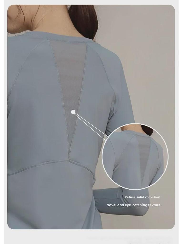 Женская футболка с длинными рукавами из дышащего материала для йоги и бега - фитнес-топ весна/осень