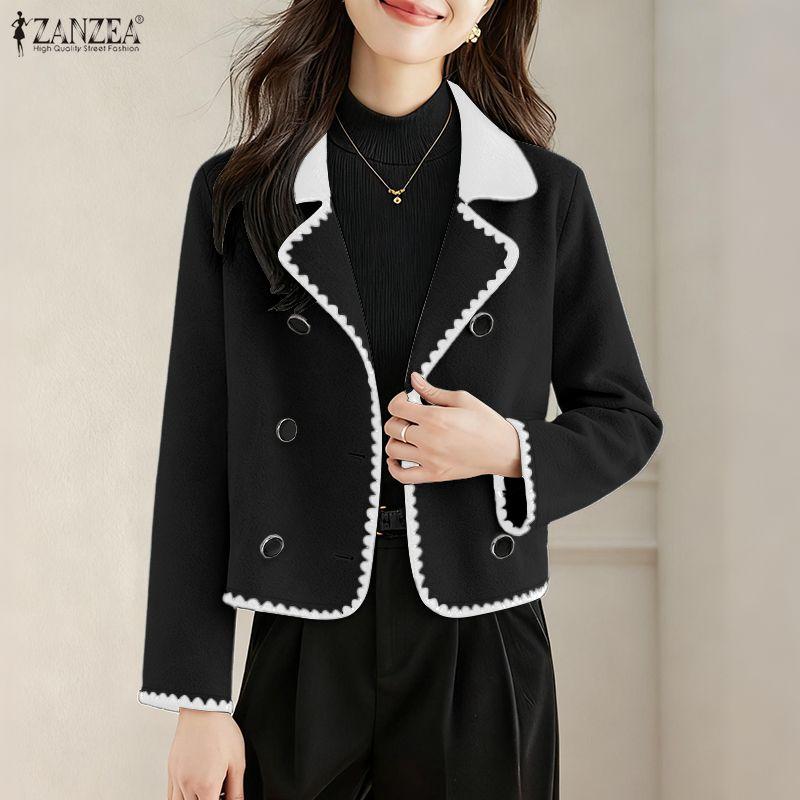 ZANZEA Women Turn Down Collar Casual Long Sleeve Thin Cardigan Outwear