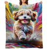 Cavapoo Dog Portrait Acrylic Art Print Pet Portrait Gifts for Dog Lovers Throw Blanket Loose Summer Decoratives Hair Blankets