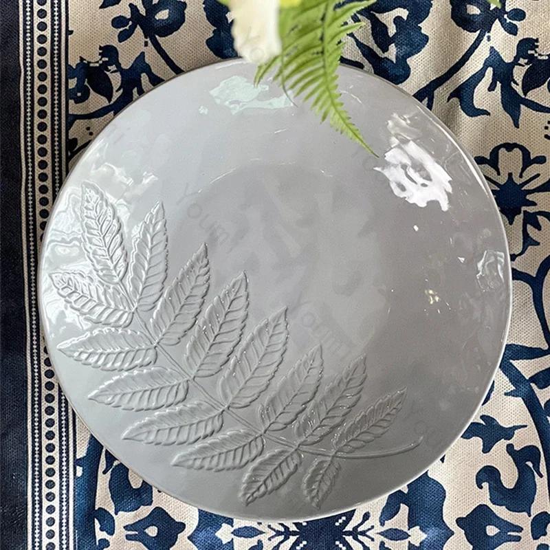 Креативная рельефная керамическая тарелка Модные новые однотонные обеденные тарелки Вкусные блюда Суповые миски Уникальная бытовая посуда