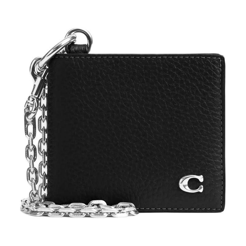 Coach 11 складная застежка цепочка коровья кожа кошелек мужской черный черный
