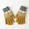 Knitted Gloves for Men and Women with Thick Velvet and Anti Cold Touch Screen Gloves Finger Jacquard Warm Outdoor Cycling Gloves