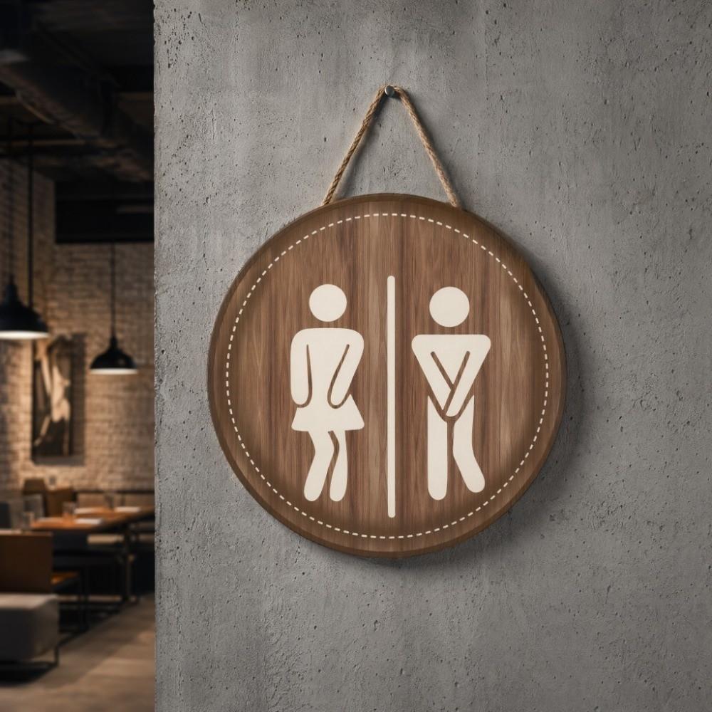 Wooden Bathroom Sign Plate Ornament Toilet Decorative Plate  Group Living Area