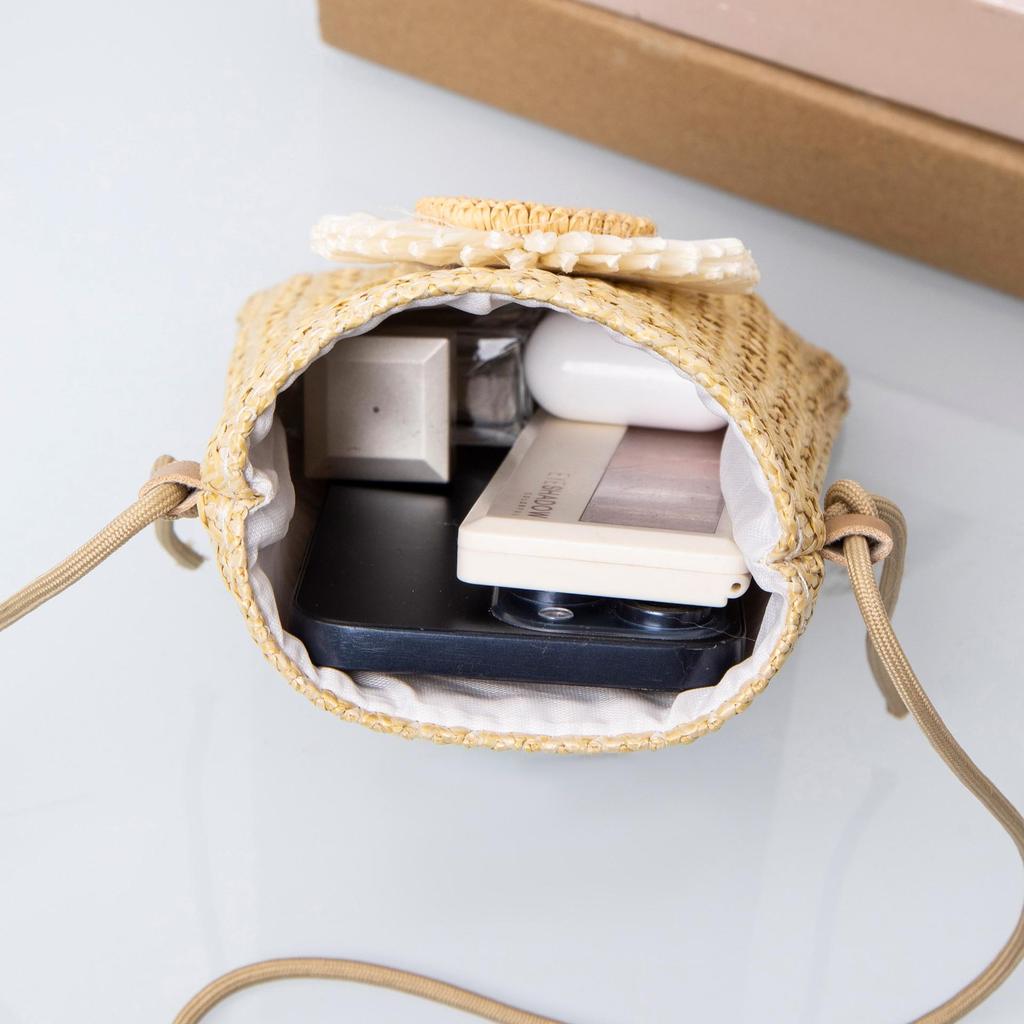 Женская соломенная сумка из плетеного ротанга, регулируемая наплечная сумка, сумочка, вязаный цветок, лето, пляж, женская наплечная сумка, мессенджер, хаки, сумки KTY