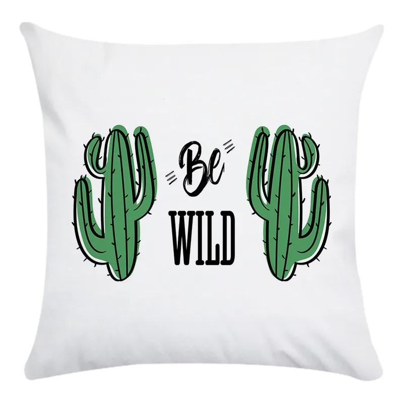 Fashion Home Decoration Hand Drawn Cartoon Cactus Print Super Soft Pillow Cover Office Seat Cushion Cover