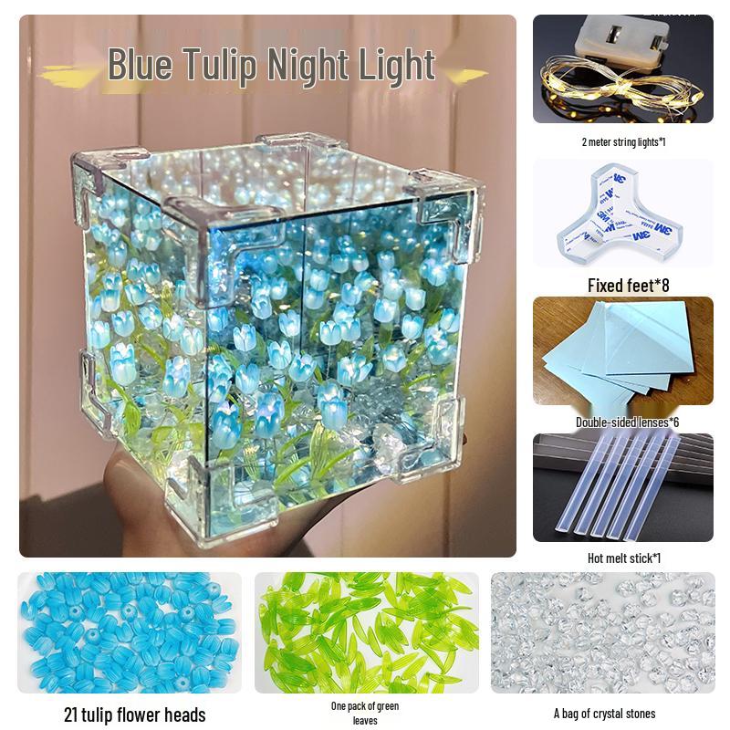 Подарок Валентина: Ночник-тюльпан ручной работы, кубик Рубика - Идеальный подарок на день рождения для девушки