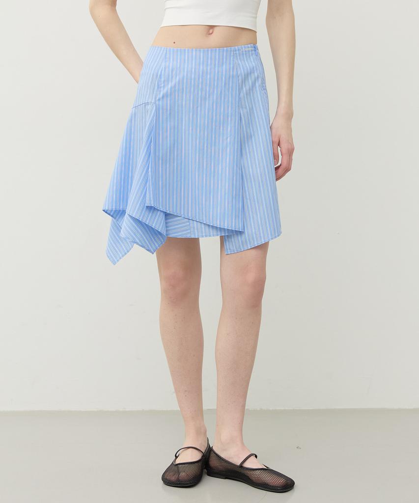 City Breeze Asymmetrical Drape Skirt_Stripe
