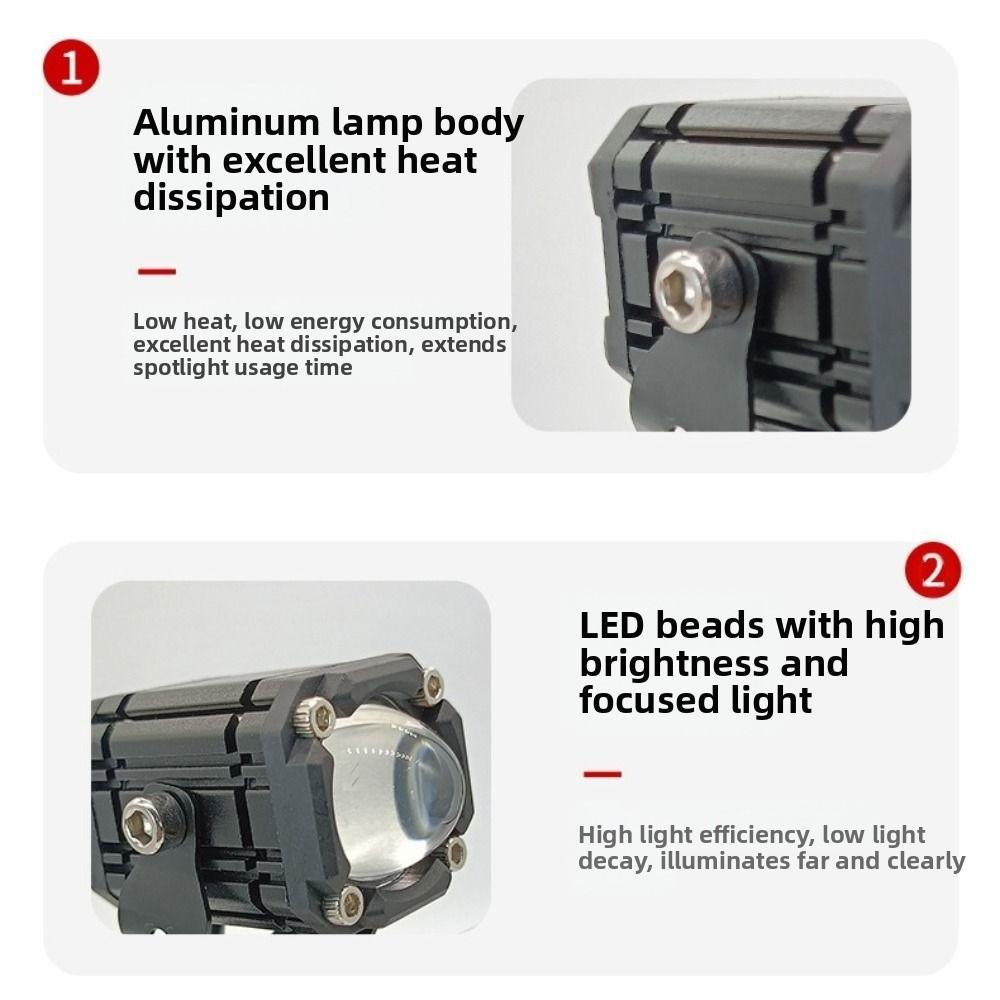 2pcs Waterproof Motorcycle Auxiliary Light White and Yellow Light Motorcycle Spotlight  Driving