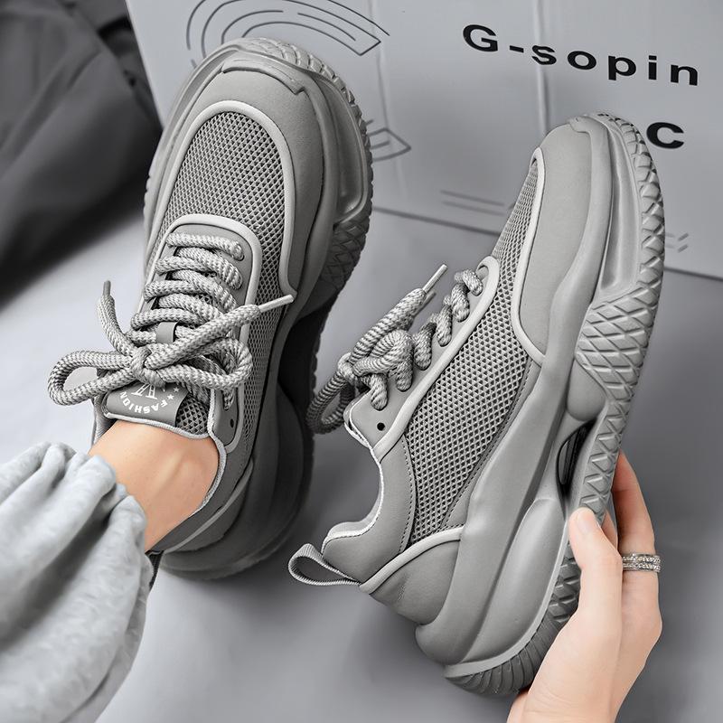 Модные кроссовки мужские летние на толстой подошве увеличивающие рост беговые кроссовки сетчатые дышащие легкие сетчатые туфли zapatillas deportivas hombres