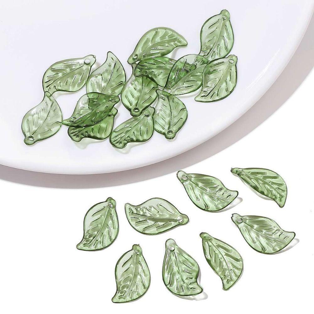 Transparent Green Transparent Leaf Shape Beads Charms Leaf Shape Beads Necklace Accessories