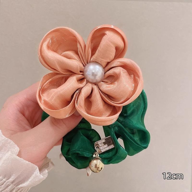 Французский Атласный Розовый Цветок Эластичные Повязки для Волос Женские Девичьи Веревки для Волос Завязки Цветок Резинки для Волос Держатель для Хвоста Аксессуары для Волос