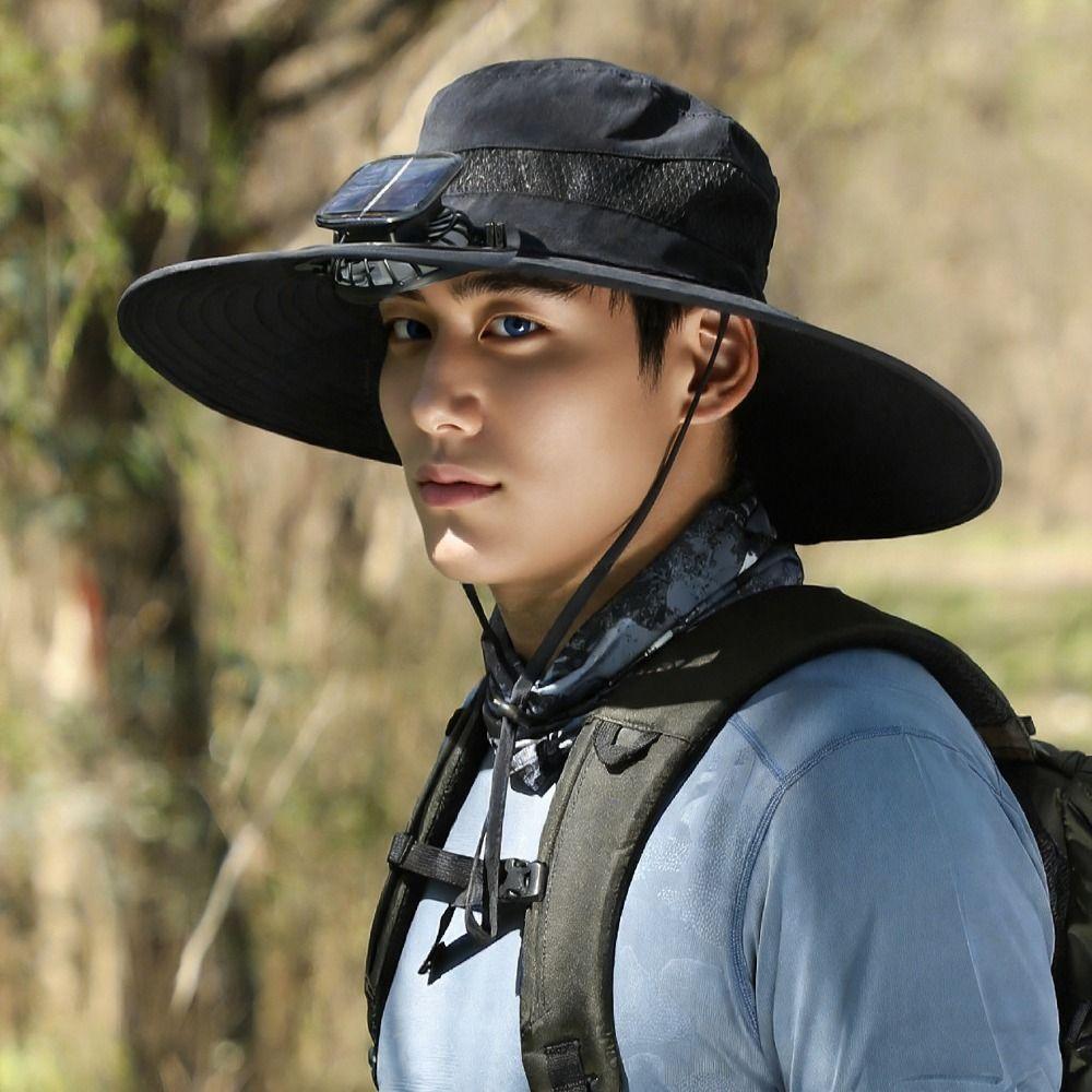 Breathable Solar Fan Hat UV Protection Fishing Bucket Hat Sun Hat with Fan  Hot Weather