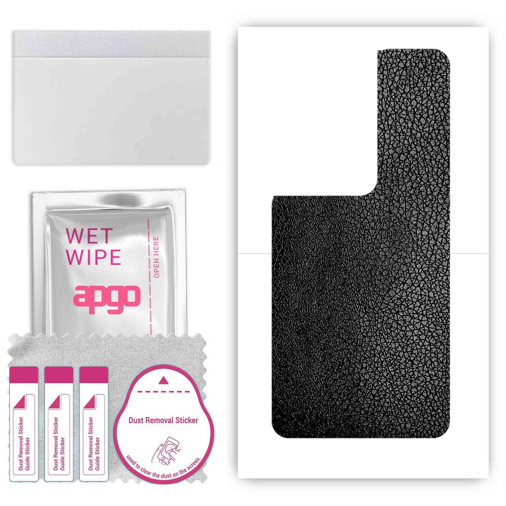 apgo Protective Skin Sticker for the back compatible with Oppo Reno8 Pro+, Wrap Film, Foil, Vinyl - Pattern Black Leather