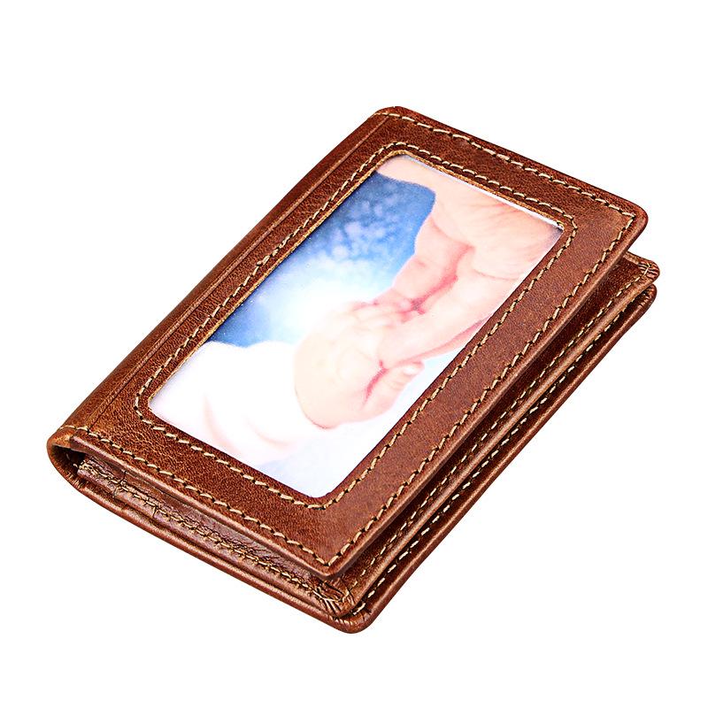 Stylish Simplicity Mens and Womens Leather Coin Purse ID Case Business Card Holder Bag Anti-magnetic RFID Anti-theft Card Small Wallet
