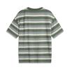 Li Ning CF Water Flow Full Print Striped Round Neck Pullover Comfortable Cool Loose Short Sleeve T Shirt Men T Shirts Dark-Green ATSU631-1