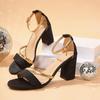 Мода Мода Женские Сандалии 2025 Новые Низкий Каблук Повседневная Обувь Женщина Сексуальный Открытый Носок Летние Квадратные Женские Ремешок на Щиколотке Закрытые Сандалии Женские