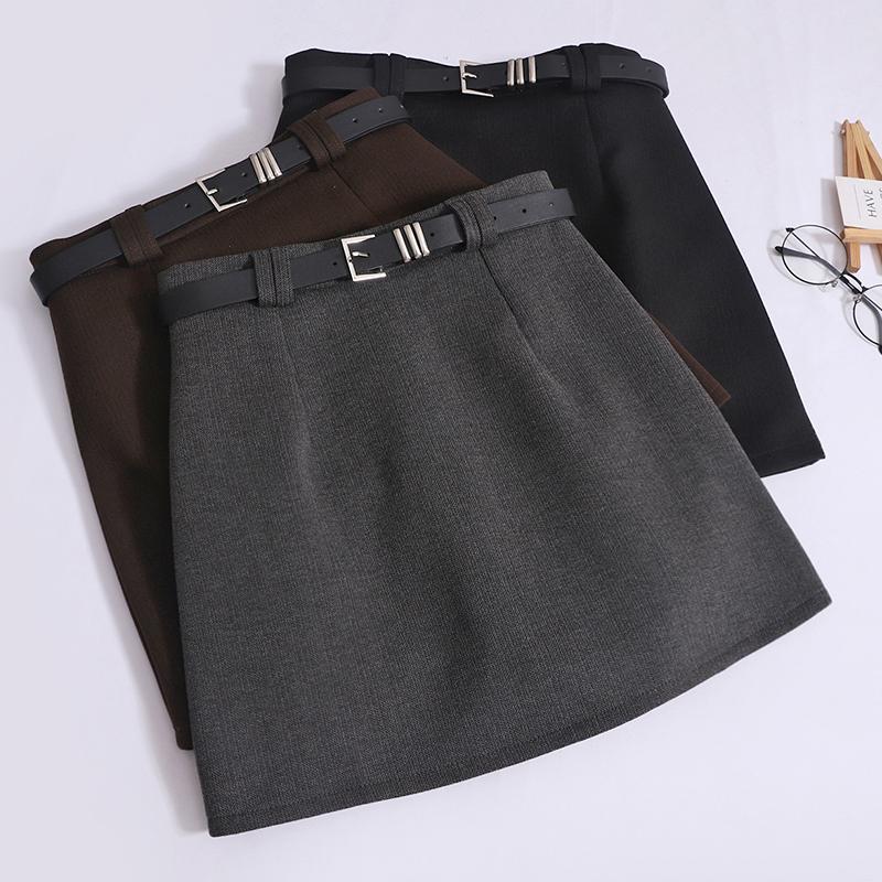 ITOOLIN Женская шерстяная юбка с высокой талией и поясом, повседневная офисная мини-юбка, шикарные облегающие юбки трапециевидной формы, женские 2024, весна-лето