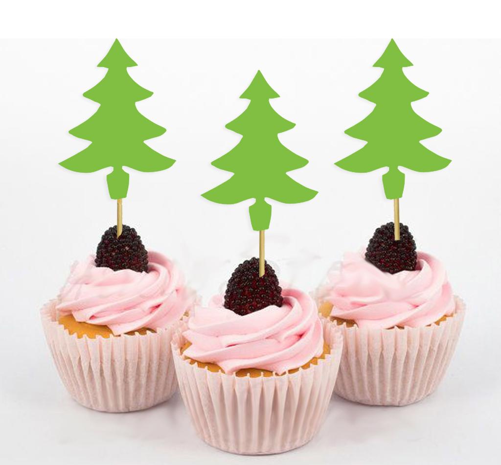 Darling Souvenir| Christmas Tree Cupcake Toppers| Dessert Decorations - Pack Of