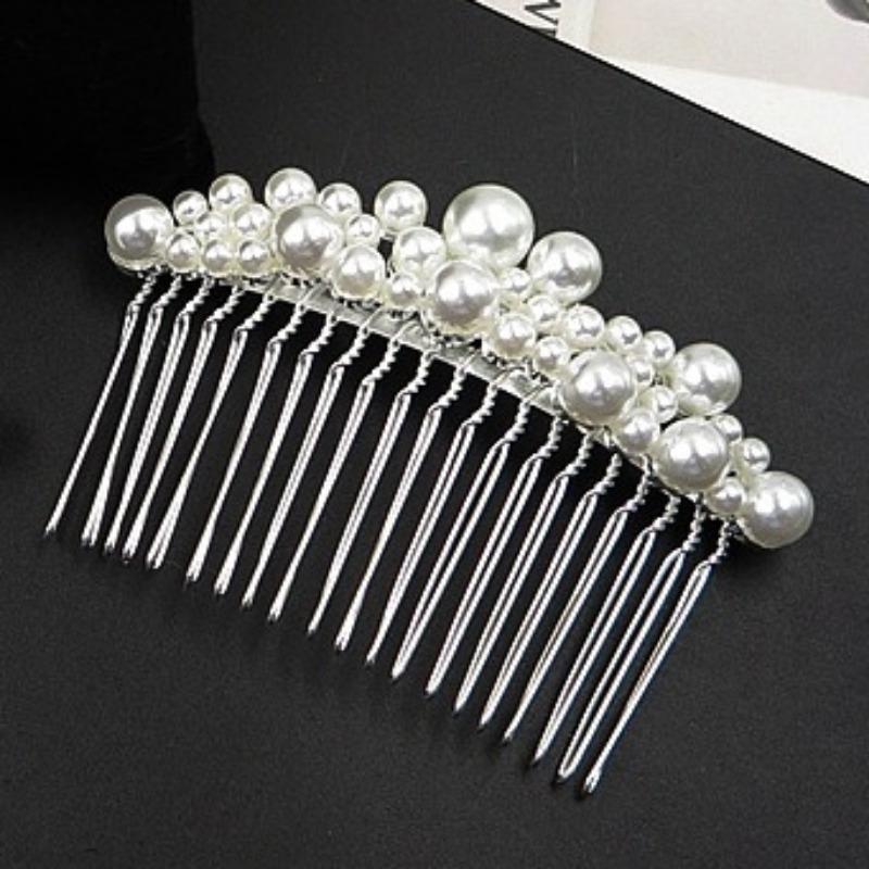 Корейская версия простого жемчужного гребня для волос невесты, вставной гребень, гребень для челки, милый и универсальный головной убор для взрослых из сплава, аксессуары для волос